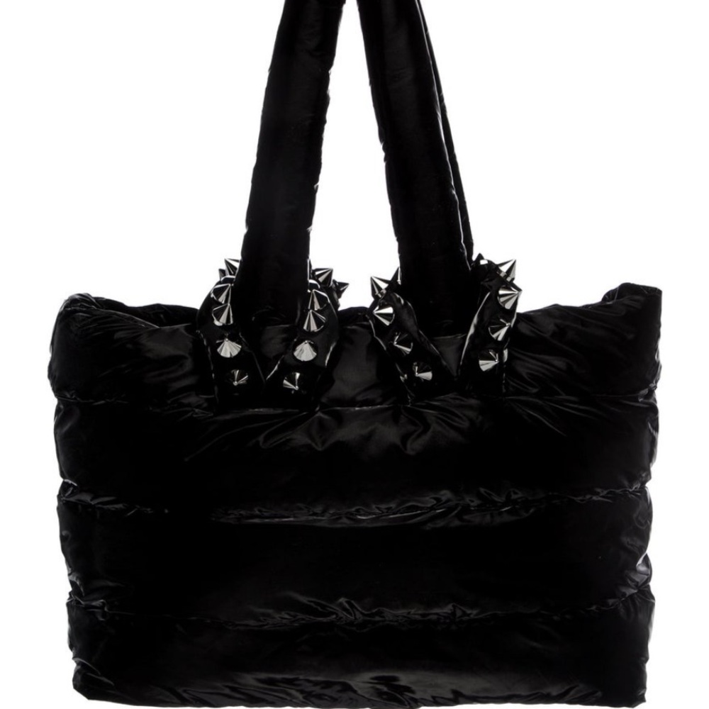 Christian Louboutin nylon cabamoon large gloss padded with gunmetal hardware.